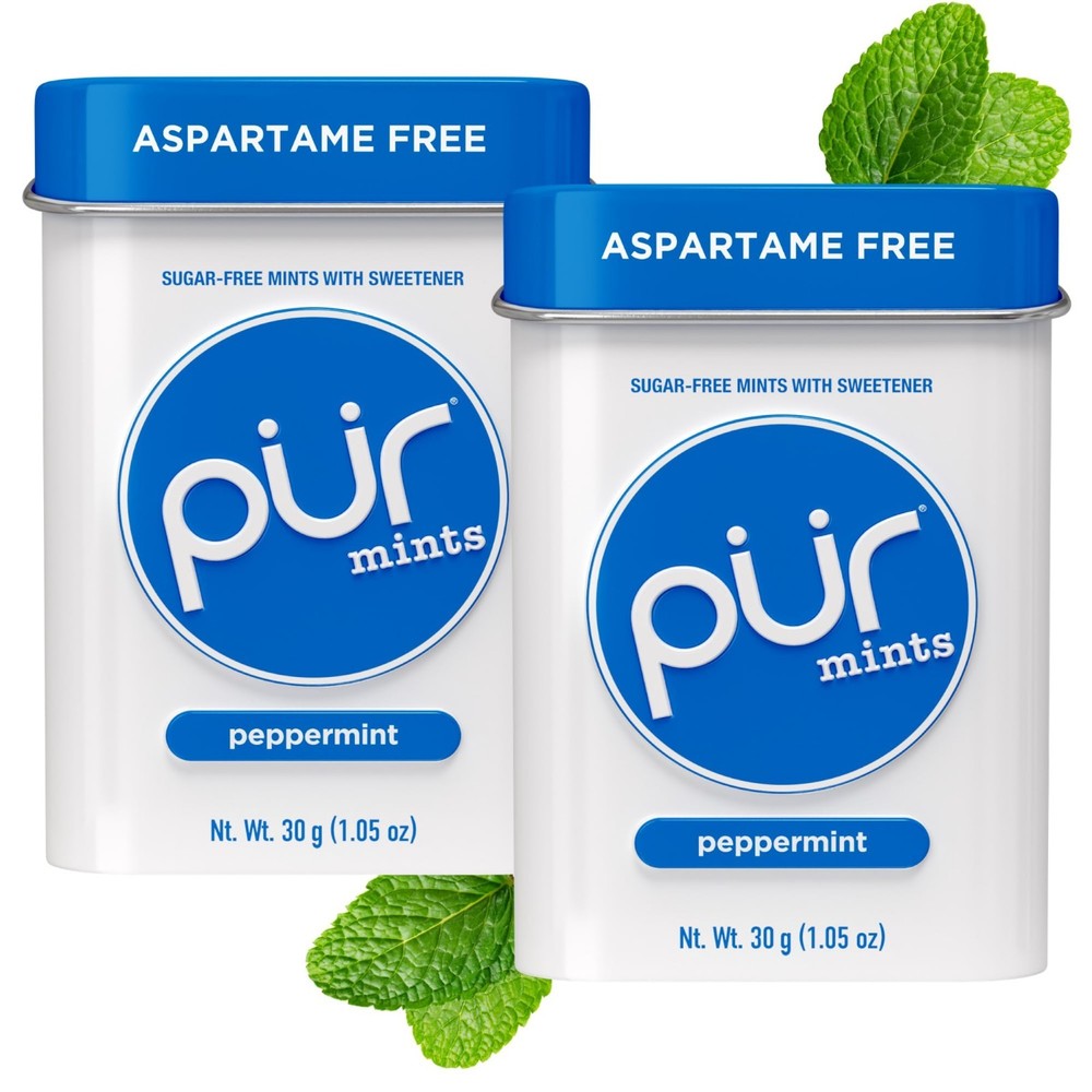 PUR Peppermint Sugar Free Mints 30 Pieces Pack of 2