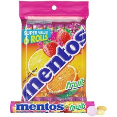 Mentos Fruit Chewy Mint Candy Roll, Mixed Fruit Flavors, Valentine’s Day Candy f