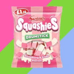 SWIZZELS DRUMSTICK SQUASHIES STRAWBERRY & CREAM FLAVOUR 120g Bag – From UK