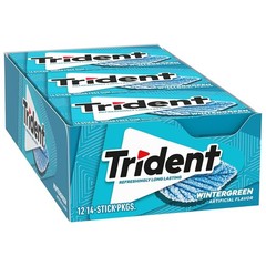 Trident Wintergreen Sugar Free Gum, 12 Packs of 14 Pieces (168 Total Pieces)