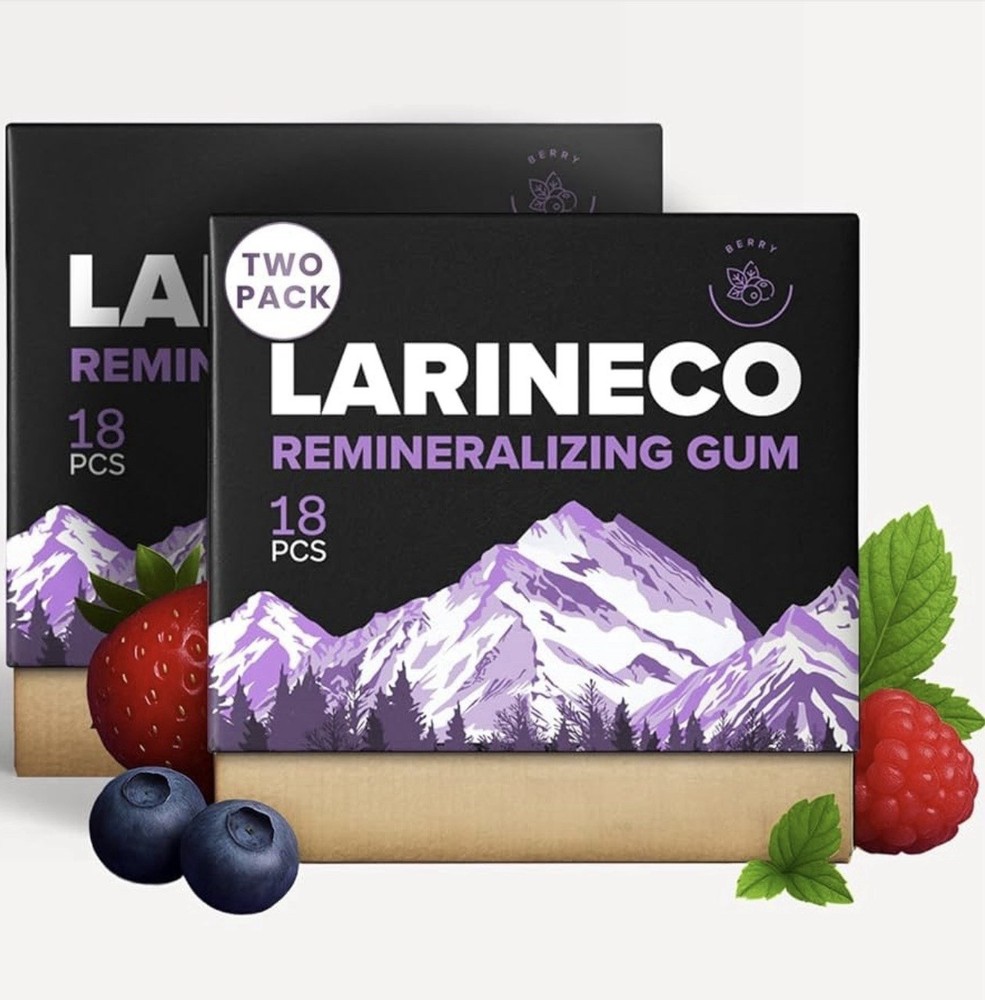 Larineco Remineralizing Gum Berry Flavor 36 Pieces (18 Count (Pack of 2)