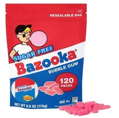 Bazooka Bubble Gum Sugar-Free Chewing Gum Pellets, Bulk Gum in Resealable Bag, 1