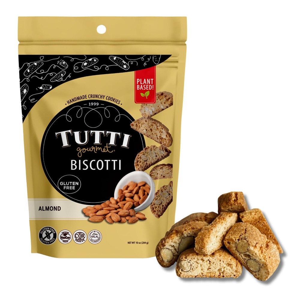 Gluten Free Almond Biscotti, 9.9 oz (283g) Resealable Cookie Bag – Plant Base…