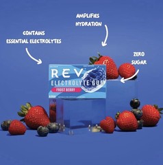 REV Electrolyte Gum 12 Packs Frost Berry, Sugar-Free w/ Essential Electrolytes