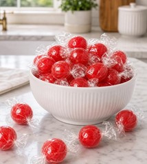 Jumbo Cherry Candy Balls with Gum Center – 1 lb Bulk Bag of Fresh Individuall…
