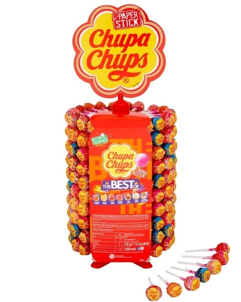 Chupa Chups Lollipop on Wheel Stand with 200 Lollis Display for Candy Bar Office