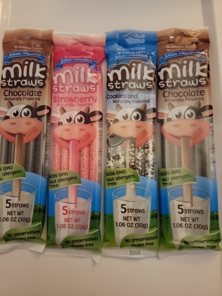 Milk Straws 4 Packs 5 Straws Each 2 Chocolate 1 Strawberry 1 Cookies & Cream
