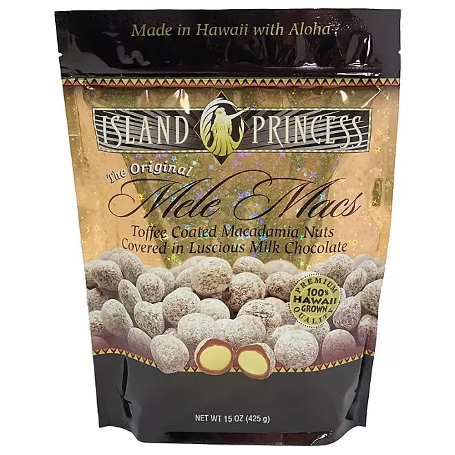 Island Princess Mele Macs Toffee Chocolate Macadamia Nuts 15oz x 5 Packs