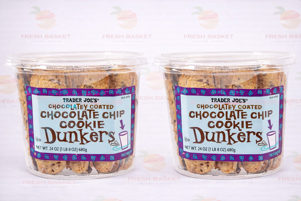 2 Packs Trader Joe’s Chocolatey Coated Chocolate Chip Dunkers 24 oz Each Pack