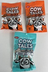 Cow tales minis 4 oz original caramel x 2 ,Honey bun x 1 lot of 3 packs
