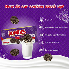 Choczero Dunkies Chocolate Sandwich Cookies, Sugar Free, Gluten Free, No Sugar A