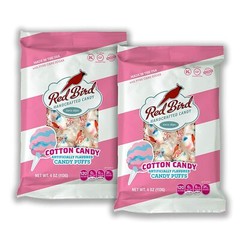 Lot of (2) Red Bird Cotton Candy Candy Puffs 4oz Bags Made in USA Melts Away