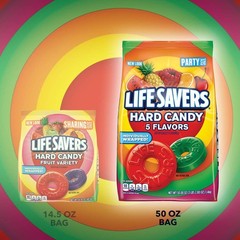 LIFE SAVERS Hard Candy Bag 5 Flavors, 50 Ounce (Pack of 1), Orange