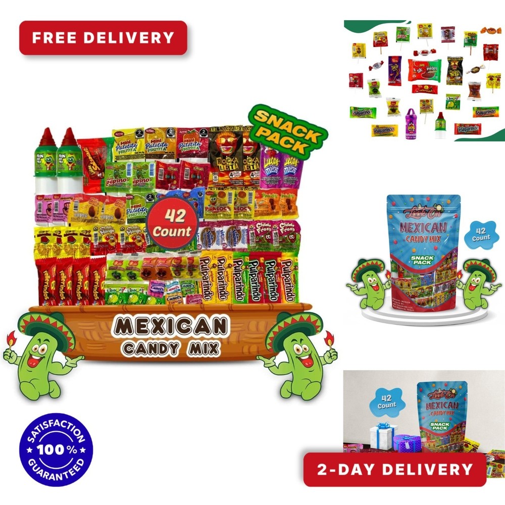 Mexican Candy Assortment – Spicy, Sweet, Sour Treats by LookOn (42 Count)