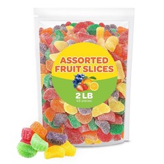 Fruit Slices – 2 Pound Bulk Pack (About 65 Count) – Assorted Jelly Candy – Unwra