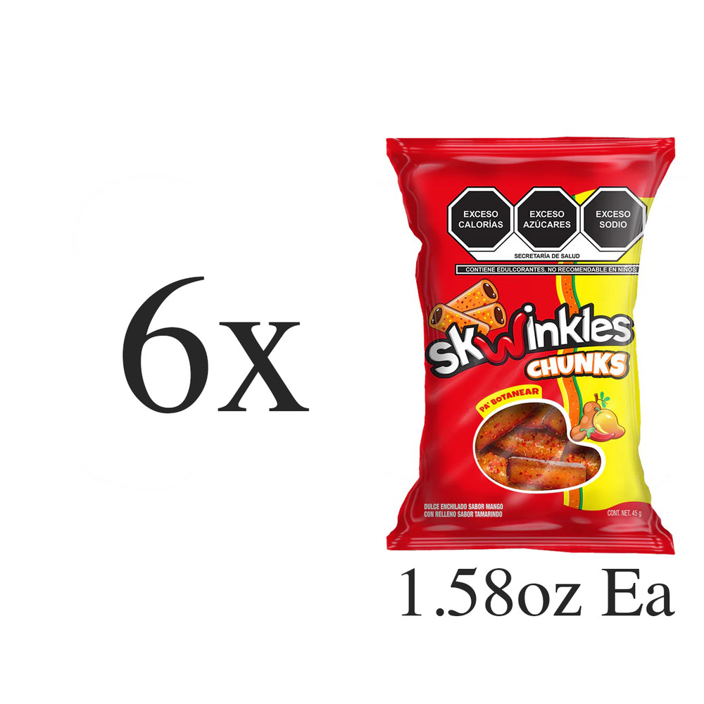 Skwinkles Chunks Lucas Mexican Mango Hot Candy With Tamarind Filling 6 Pieces