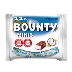 4x Bag Of 11 Bounty Minis Coconut Chocolate Bars, 363 Grams, From Israel, Kosher