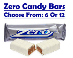 ZERO White Fudge, Caramel, Peanut, Almond, Nougat, 1.85 oz Bars (6 Or 12 Packs)