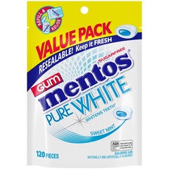 Mentos Pure White Sugar-Free Chewing Gum With 120 Count (Pack of 1),
