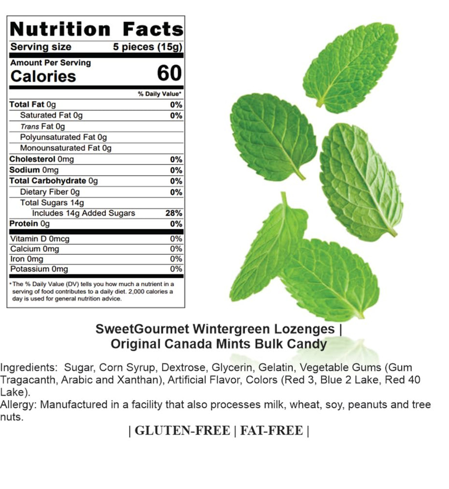 Pink Wintergreen Lozenges, 1 Pound Bulk Bag, Canada Mints Gluten-Free, Fat-Fr…