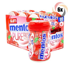Full Box 6x Bottles Mentos Pure Fresh Strawberry Gum | 50 Pieces Each | 3.53oz
