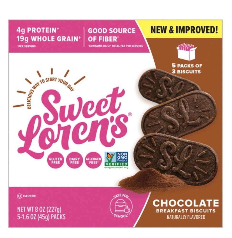 🟢 New Sweet Loren’s Chocolate Breakfast Protein Whole Grain Fiber Biscuit 8oz