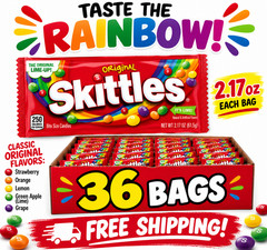 Skittles Original Chewy Candy, Full Size – 2.17 oz, 36 Bulk Candy pack