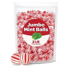 Jumbo Mint Balls, Peppermint Candy Individually 32 Ounce (Pack of 1), clear