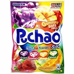 Uha Mikakuto Japan Puccho Puchao 4 Fruit Mix Grape Melon Strawberry Mango Chewy
