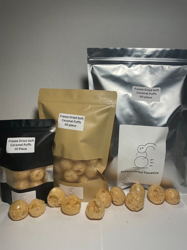 Freeze Dried Soft Caramel Candy Puffs *Pick Size* Bulk