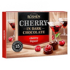 Roshen Candy Cherry in Dark Chocolate Cherries Liqueur Gift Box Ukraine 155g