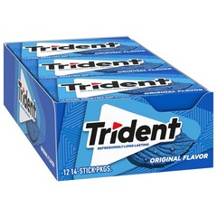 Trident Original Flavor Sugar-Free Chewing Gum, 14 Count (Pack of 12), White