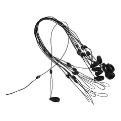 10Pcs Reusable Elastic Pen Holder Lanyard with Silicone Ring Black Office Use