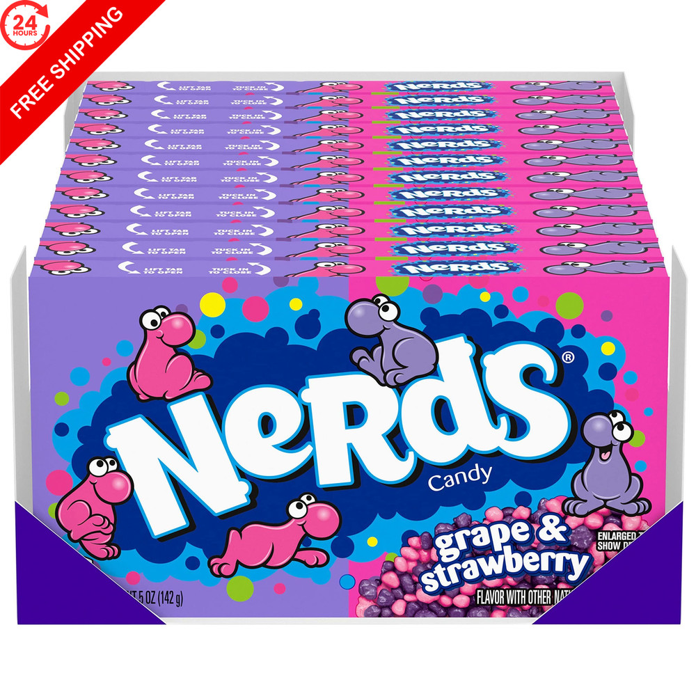 Nerds Candy, Grape & Strawberry Flavor, 5 5 Ounce (Pack of 12), Pink,Purple