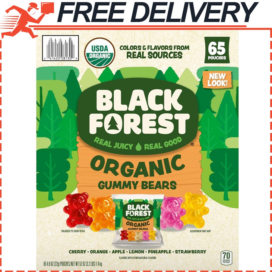 Black Forest Organic Candy Fat Gluten Free, Gummy Bears, 65 Pouch, 0.8 Oz