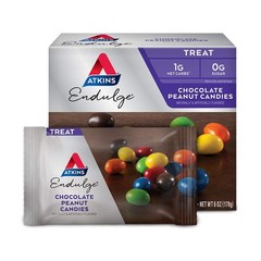 Atkins Endulge Chocolate Peanut Candies, Dessert 5 Count (Pack of 4), brown