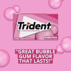 Trident Bubblegum Sugar Free Gum Pack of 3 Chewing Gum 42 Pieces Total