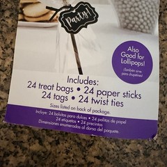 Lollipop Treat Cake Pop Kit-24 of each: Sticks, 4×6 Bags, Twist Ties, Party Tags