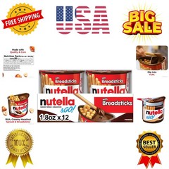 GO! Chocolate Hazelnut Spread with Cocoa + Breadsticks, 12 Snack Packs, 1.8 o…