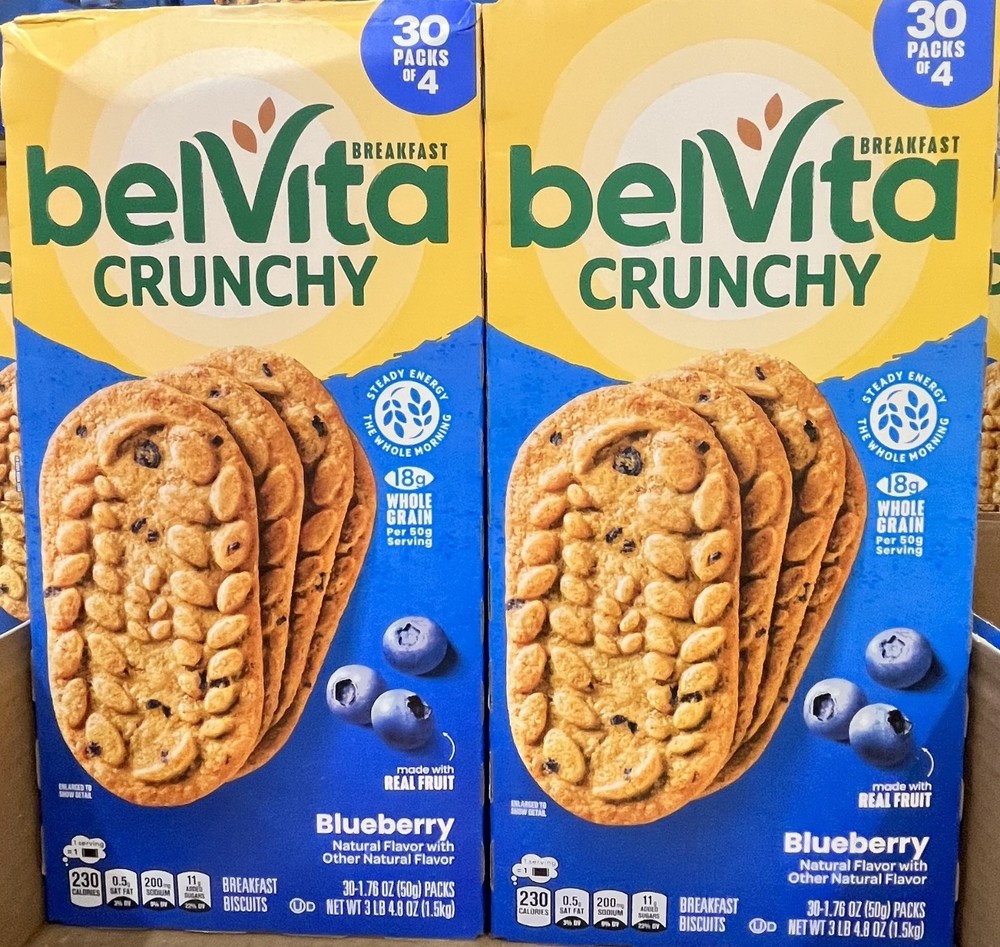 **2 Box**BelVita Breakfast Biscuits, Blueberry, 1.76 oz 30-ct (Total 60 PACKS)