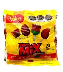 2-Pk Paletas Vero Mix Banda Fuego/Vero Assorted Spicy Lollipops 290g/10.22oz