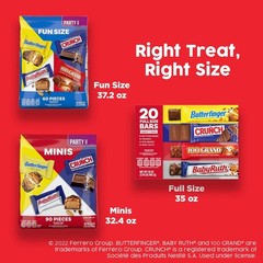 CRUNCH, Baby Ruth and 100 Grand, Bulk 28 Pack, Assorted Full Size Chocolate C…