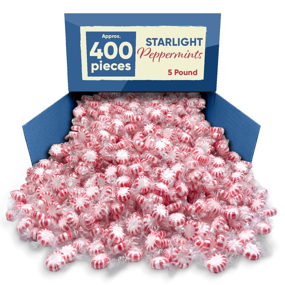 Nostalgiac Starlight Peppermint Flavor Mints Bulk Hard Candy (5 Pounds) On Sale!