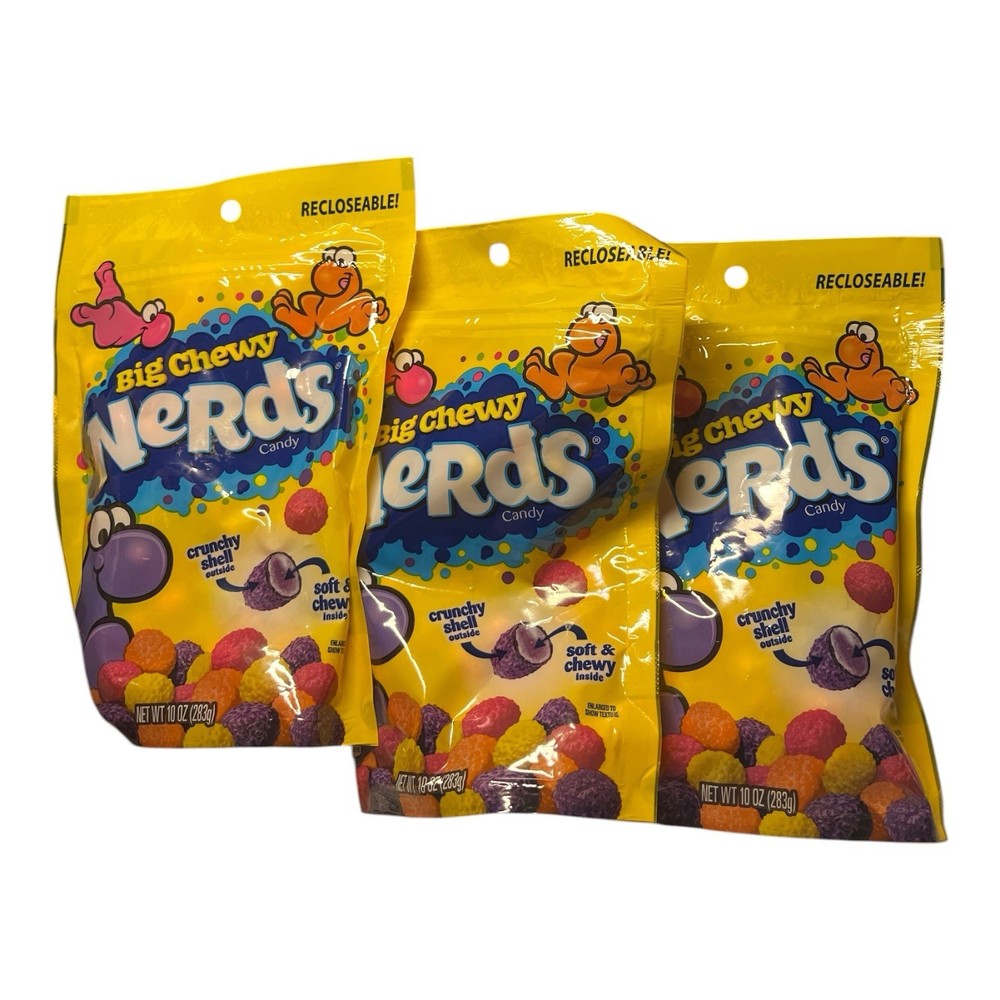 Nerds Big Chewy Candy Mixed Fruit 10 oz Bag Pack of 3 Bulk NEW