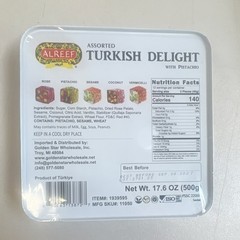 Alreef Assorted Turkish Delight Pistachio Rose Sesame Coconut 500g Box