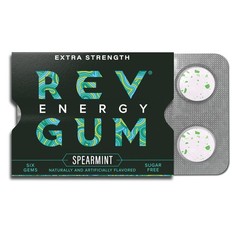 Caffeine Energy Gum | Extra Strength 100mg | Spearmint Sugar Free | 12 Pack