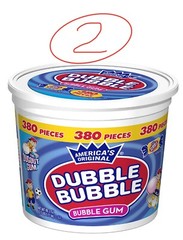*2 PK**Dubble Bubble Bubble Gum ( 60.3 oz. 380 pcs. Each Bucket )~Total 760 pcs.
