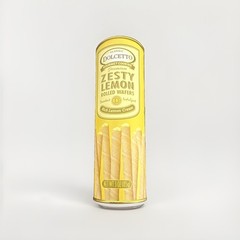 Dolcetto Zesty Lemon Rolled Wafers Cookies w/ Lemon Cream Filling Tin 3 oz