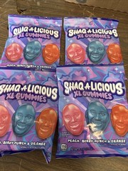 Lot Of 4 Shaq-A-Licious XL Gummies 6.2 oz Bags Shaquille O’Neal Heads Exp 12/26