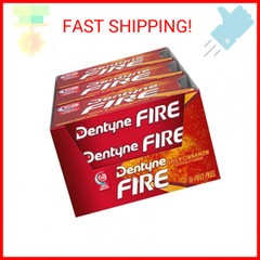 Dentyne Fire Spicy Cinnamon Sugar Free Gum, Pack of 9 (144 Total Pieces)